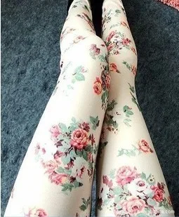 Livrare gratuita Vânzare Fierbinte de flori de Trandafir rose vintage elastic legging doodle glezna lungime pantaloni