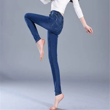 Blugi Slim pentru Femei Skinny talie Inalta Blugi Femei Albastru Denim Plus Dimensiune Pantaloni de Creion de Moda Stretch Lungime Completă Doamna Pantaloni Albastru