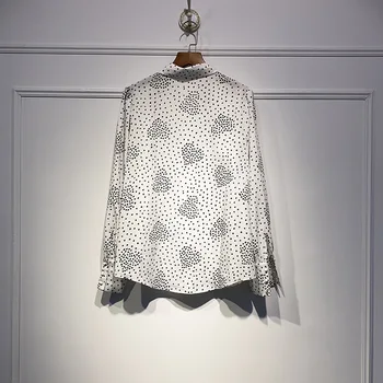 Toamna Bluza Femei Inima Imprimate Casual cu Maneci Lungi Guler de Turn-down Butoane Lady Shirt