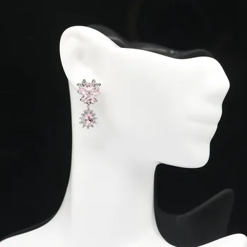 23x12mm Nouă Declarație de Bijuterii pentru Femei Cercei din Argint Create Roz Kunzite Alb Zircon Moda Ochi Prinderea