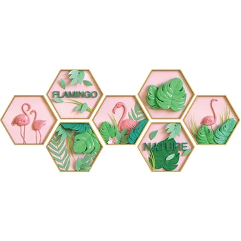[shijuekongjian] Romantic Pink Flamingo Autocolante de Perete DIY Plante Verzi Decalcomanii de Perete pentru Camere de Copii, Living Decorare Casa