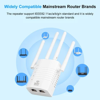 Wireless WiFi Repeater Convenabil Practice de Design User-friendly 1200Mbps Amplificator de Semnal 4 Antena WiFi Range Extender 4690
