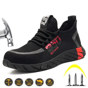 Indestructibil Pantofi pentru Bărbați de Siguranță Pantofi de Lucru cu bombeu metalic Respirabil Adidași Puncție-Dovada Cizme de Lucru Zapatos De Hombre