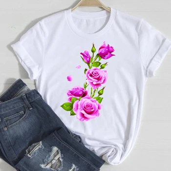 Tricouri Femei Estetică Floarea-soarelui de Primăvară Călătorie de Vară 2021 Dulce Haine Drăguț Grafic Tricou Top Lady Print Feminin Tee T-Shirt