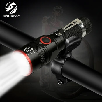 USB Reîncărcabilă Bicicleta Lumină Față T6 Led Lanterna 3 Modul Zoom Alimentat De o Baterie 18650 Impermeabil Biciclete Lampă în aer liber de echitatie 4898