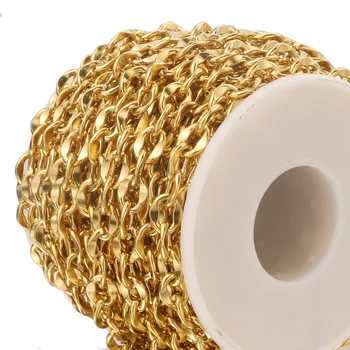 1 Pătrat din Oțel Inoxidabil de Aur Corneliu Cablu Lanțuri, Sârmă Plat Chic Buzele Lanț de Brățară Colier de a Face Lanț de BRICOLAJ Bijuterii Consumabile