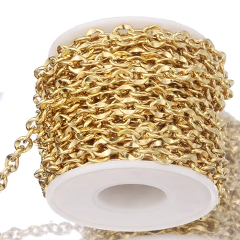 1 Pătrat din Oțel Inoxidabil de Aur Corneliu Cablu Lanțuri, Sârmă Plat Chic Buzele Lanț de Brățară Colier de a Face Lanț de BRICOLAJ Bijuterii Consumabile