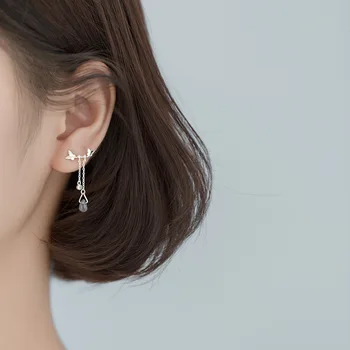 S925 Argint Culoare Coreea Moda Dulce Fluture Albastru Picătură De Cristal Cercei Stud Bijuterii Pentru Femei, Fiica Doamnei Cadou