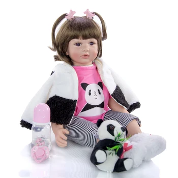 KEIUMI Nou Renăscut Baby Doll Panda Drăguț Copil 60cm Silicon Vinil Realist Copil Nou-născut Renăscuți Bucle adauga 2 buc Haine Gratis