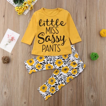 Pudcoco de Valori din SUA Noua Moda Nou-născut Baby Boy Fata de Copii Bumbac Floral Maneca Lunga Topuri+Pantaloni Haine Haine 2 buc
