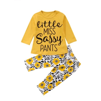 Pudcoco de Valori din SUA Noua Moda Nou-născut Baby Boy Fata de Copii Bumbac Floral Maneca Lunga Topuri+Pantaloni Haine Haine 2 buc