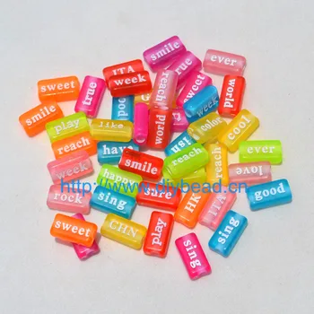 100buc DIY Moda Bijuterii Accesorii Brățară Departamentul de Cuvinte Transparente, Margele Acrilice 15*7MM Dreptunghi Culoare Mix Margele Scrisoare