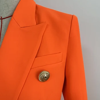 De ÎNALTĂ CALITATE, cele mai Noi 2020 Designer Sacou Femei Leu Butoane Duble Pieptul Blazer Sacou Portocaliu Neon