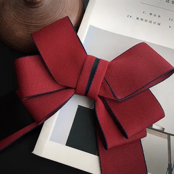 MIARA.L Papion bluza exagerat de mare papion decolteu decor vintage stil Britanic întuneric roșu panglică cravată ornamente