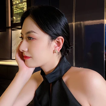 2020-coreean de Vânzare Fierbinte Moda Bijuterii Cupru Rafinat Zircon Incrustate Dintata Daisy Femela Cercei de zi cu Zi All-meci Cercei