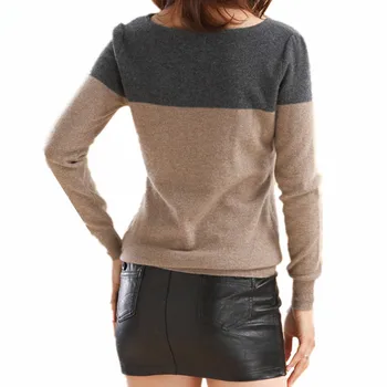 YSC stil Clasic doamnelor tricotate pulovere de lână de cașmir Gri și cămilă cusaturi maneci Lungi Ține de cald Pulovere Marimea S-XXXL 5019