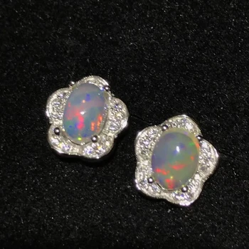 Argint 925 Bijuterii Opal 5 Mm * 7 Mm Naturale Reale Opal Stud Cercei Opal Bijuterii Fine Opal Cercei Cadouri pentru Femei
