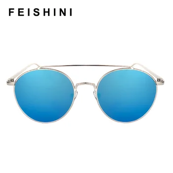 Feishini galben Obiectiv Punk Rotund ochelari de Soare pentru Femei Brand de Lux de Designer Shades Ochelari de Soare Clar Bărbați Metal Ochelari Vintage negru