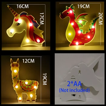 Culoare graffiti lumina de noapte LED forma de animale alpaca unicorn forma lampa LED decor agățat lampa decor acasă 51347
