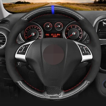 Carbon Fib Piele De Căprioară Capac Volan Pentru Fiat Grande Punto, Bravo, Linea 2007-2019 Qubo Doblo Opel Combo Vauxhall Combo 2012-2017