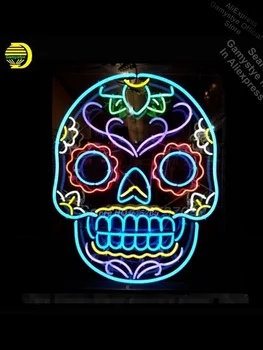 Tatuaj Craniu Neon Skull Pub De Bere Neon, Becuri Camera De Recreere Windows Semne De Neon Real Sticlă Pabs Semn De Neon Rece Semne De Neon