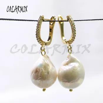 Cercei perle naturale de culoare de Aur cârlig cercei cadou pentru doamna naturale sub formă liberă perle cadou pentru doamna 8006