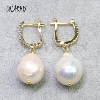 Cercei perle naturale de culoare de Aur cârlig cercei cadou pentru doamna naturale sub formă liberă perle cadou pentru doamna 8006