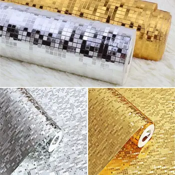 Noi 10M*53CM 3D Impermeabil Sclipici de Efect de Oglindă Mini Mozaic Strălucire Reflexia Luminii foita de Aur foita de Argint Tapet KTV