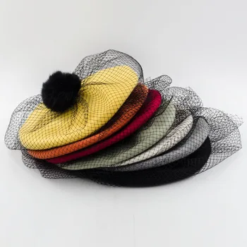 01909-HH0043 de iarnă lână cald Voal dantela Real pompon de iepure multe culori doamna bereta bereta pe cap femeile de agrement pălărie de Dovleac 52249