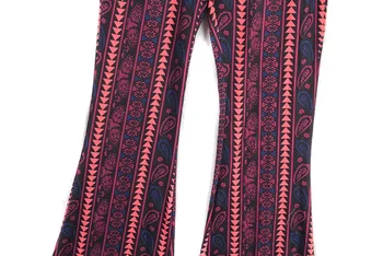 Vintage Geometrice Paisley Print Flare Pantaloni Femei Bohemia Tribale Africane Hippie Bellbottom Bell Jambiere Jos Pantaloni Lungi