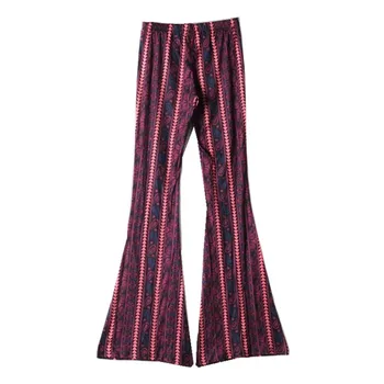 Vintage Geometrice Paisley Print Flare Pantaloni Femei Bohemia Tribale Africane Hippie Bellbottom Bell Jambiere Jos Pantaloni Lungi