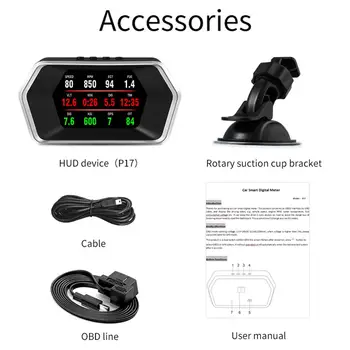 HUD-Head-Up Display pentru Auto OBD2 GPS Sistem Dual pentru Afișare în Timp, Kilometraj, Depășirea vitezei de Alarmă și Mai mult