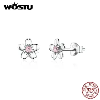 WOSTU New Sosire Argint 925 Cercei Floare Curată Și Pură Petale Design Simplu Cercei Pentru Femei Bijuterii DXE487