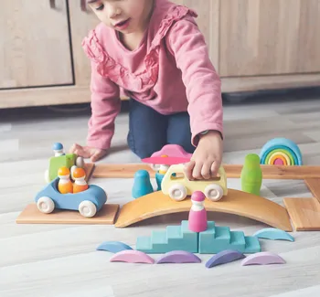 New Sosire Curcubeu Masina De Curbat Rainbow Bridge Jucarii Din Lemn Pentru Copiii Blocuri Stiva Mare Educativ Pentru Copii ToysDropshipping