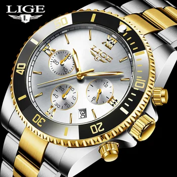 2020 Nou LIGE Mens Ceasuri de Top de Brand de Lux de Afaceri rezistent la apă, Cronograf Modei Masculine din Oțel Inoxidabil Ceas Sport Pentru Barbati+Cutie 5360