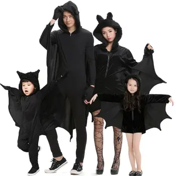 Halloween Negru Liliac Vampir Costum Elf De Petrecere Copii Adulti Părinte-Copil Tinuta