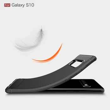 IPAKY Fibra de Carbon TPU caz de Telefon Pentru Samsung Galaxy S10 /S10 lite Silicon Moale Periat Textura de Protecție Caz Acoperire S10 Cazuri