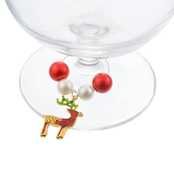 12Pcs Cana Inel de Crăciun Prop Sticlă Decor Petrecere de Sticlă Ornament Cupa Tag