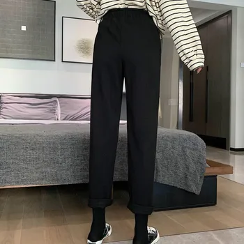 Femei Pantaloni Drepte Plus Catifea Moale de Iarnă pantaloni de Catifea cord Masiv Cald All-meci Chic Elegant Harajuku Elastic de Înaltă Cherestea Pantaloni
