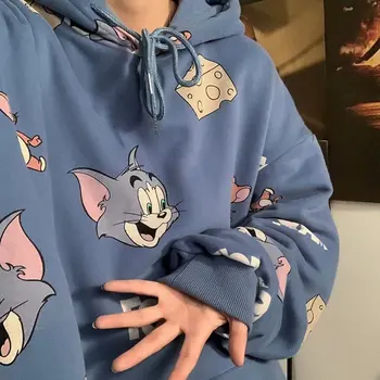 Pisica Tom Jerry Mouse-ul Supradimensionat Desene animate Harajuku Pulover Casual Fashion Kawaii Unisex Tricou Femei Hanorac de Iarna 2021