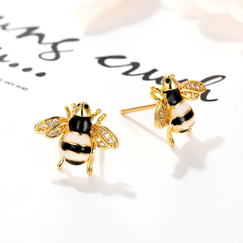 Produs nou de moda Europene și Americane populare de lux lumina micro diamant CZ email de albine drăguț doamnă bijuterii cercei