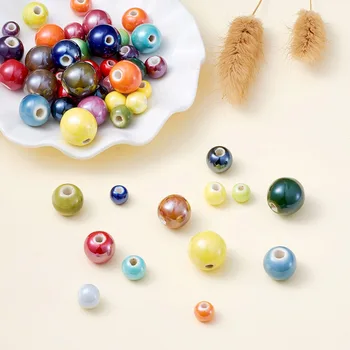 50Pcs Moda Bijuterii pe care le găsim Amestecate Rotunde Colorate Pearlized Porțelan Ceramică Margele Pentru Bijuterii Marcarea Brățară Colier DIY