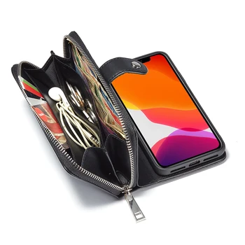 Țese Portofel Geanta de Caz Pentru iPhone 11 Pro Max 6 6s 7 8 Plus X XR XS Max 5 5s SE 2020 cu Fermoar Detasabil Flip din Piele de Cazuri de Telefon