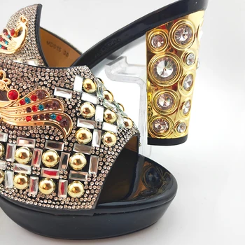 Destul de italiană Femei Pantofi și Geantă Set cu Stralucind de Cristal de Vară 2020 Înaltă Calitate Afrian Lady Pantofi și Geantă Set pentru Petrecere