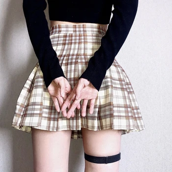 2020 Nou Fusta de Vara Femei Harajuku Fusta Plisata Vintage Liber Talie Mare o Fusta Drăguț Fusta Mini Student Fusta Feminin