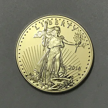5 Buc non magnetice Libertatea 2016 monedă libertate 24K real placat cu aur insigna statele UNITE ale americii vultur 32.6 mm suveniruri monede 5571