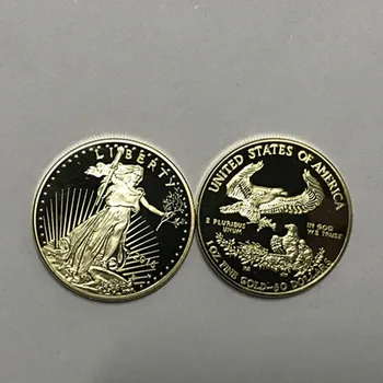 5 Buc non magnetice Libertatea 2016 monedă libertate 24K real placat cu aur insigna statele UNITE ale americii vultur 32.6 mm suveniruri monede