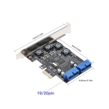 PCI-E-USB3.0 Card Cu 4 Porturi Externe Dual 19/20Pin Fața Conector Card de Expansiune