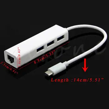 1 buc Alb USB-C USB Type C la USB mai Multe HUB Cu 3 Porturi Ethernet RJ45 Lan Adaptor Pentru Macbook Laptop PC de Înaltă Calitate 5595