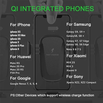 10W Wireless Auto Incarcator Masina Suport de Telefon Pentru iPhone, Samsung, Huawei, XIaomi Rapid Încărcător Wireless QI Aerisire Muntele Gravitatea Sta